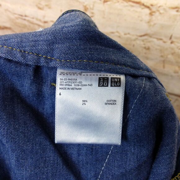 Uniqlo Pants Women 6 Navy Blue High-Waisted Wide Leg Relaxed Fit Chino Preppy - Picture 11 of 13